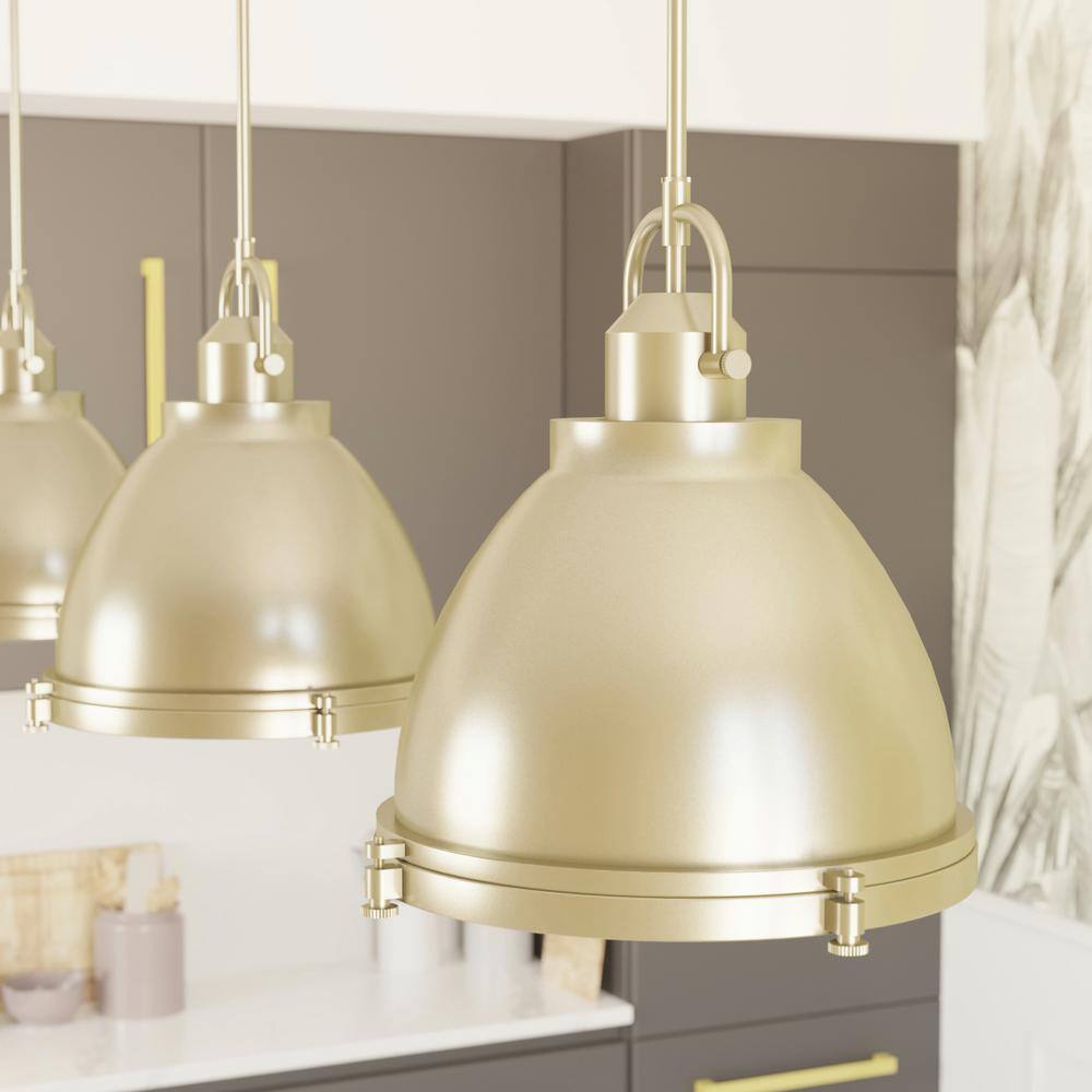 Bridgemoor Modern Brass 2-Light Industrial Pendant with Clear Glass