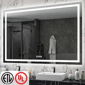 72 in. W x 48 in. H Rectangular Frameless LED Light Anti-Fog Wall Bathroom Vanity Mirror with Front Light