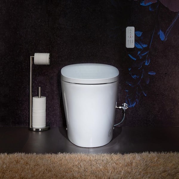 Elongated Smart Bidet Toilet 1.28 GPF in White with Auto Open, Auto Close, Auto Flush and Foot Sensor Operation