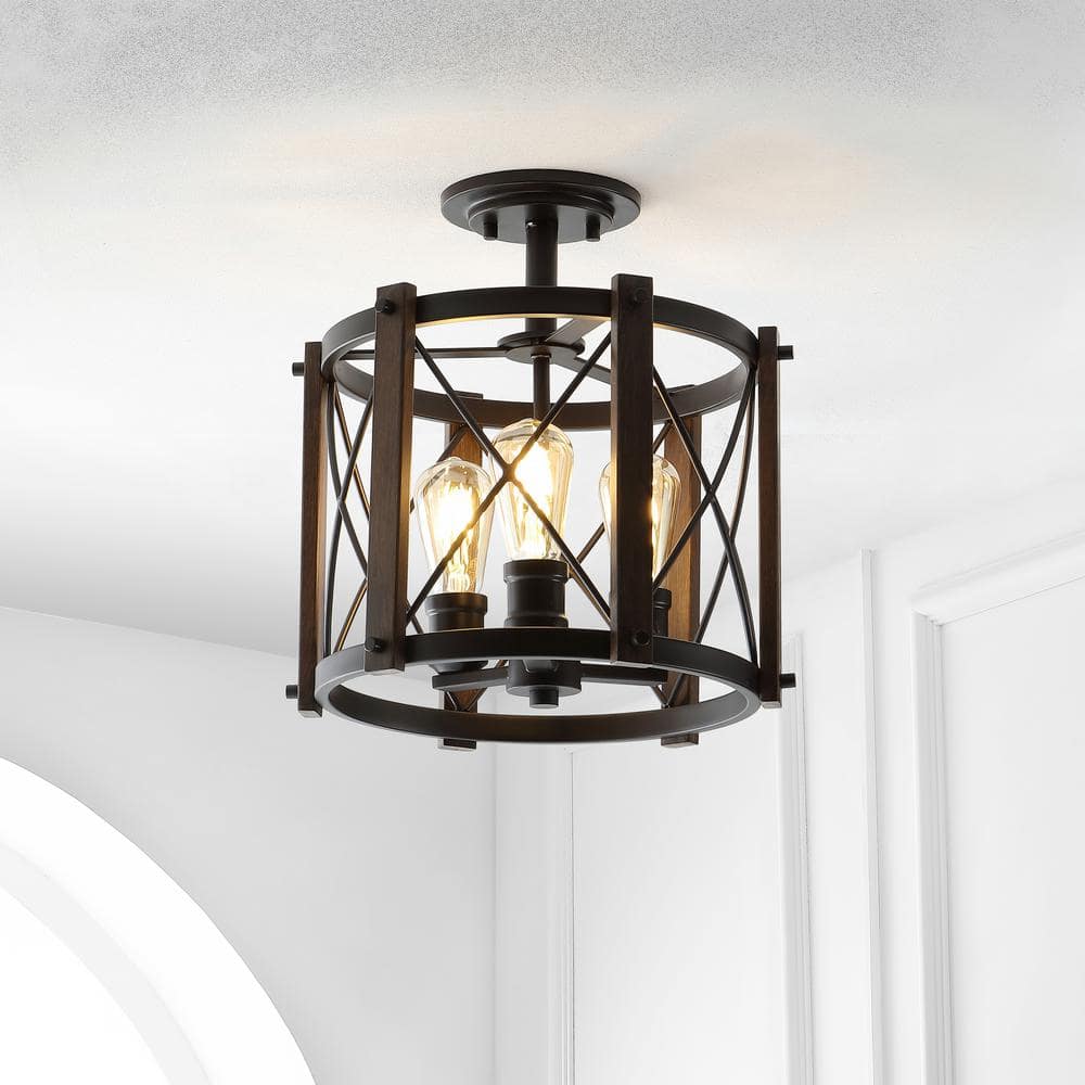 Ferme 14" 3-Light Oil Rubbed Bronze Farmhouse Flush Mount