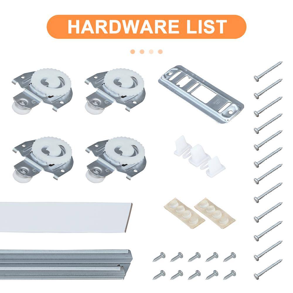 White MDF K Shape Sliding Closet Door with Hardware Kit
