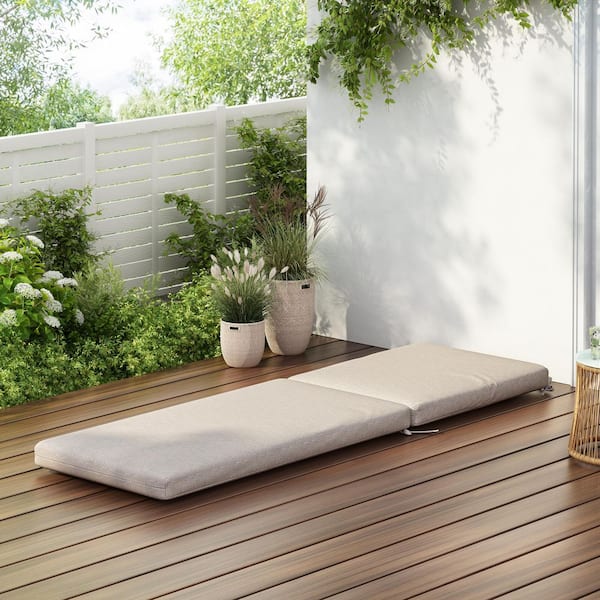 75 in. L x 23 in. W x 3 in. Thick Outdoor Chaise Lounge Cushion Patio Chaise Chair Cushion in Beige