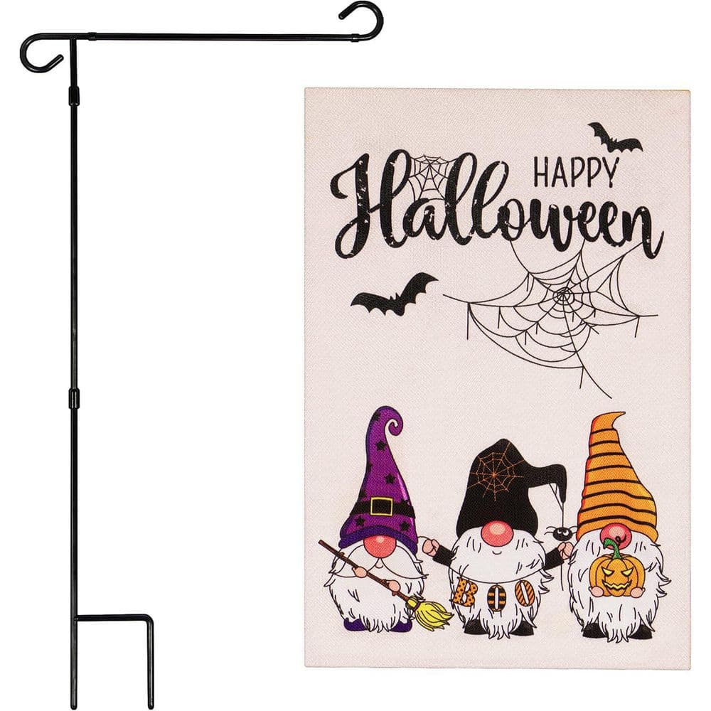 1 ft. x 1.5 ft. Polyester 3 Gnomes Spider Web 2-Sided Garden Flag Burlap with 36 in. Black Iron Garden Stand price history on PriceWatchPro
