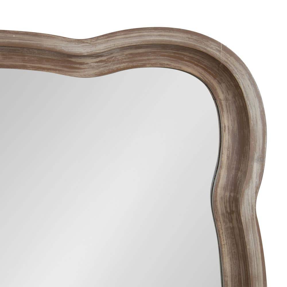 Hatherleigh 24" x 38" Rustic Brown Scalloped Wood Wall Mirror
