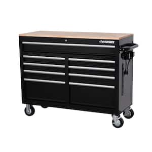 46 in. W x 18 in. D 9-Drawer Black Mobile Workbench Cabinet
