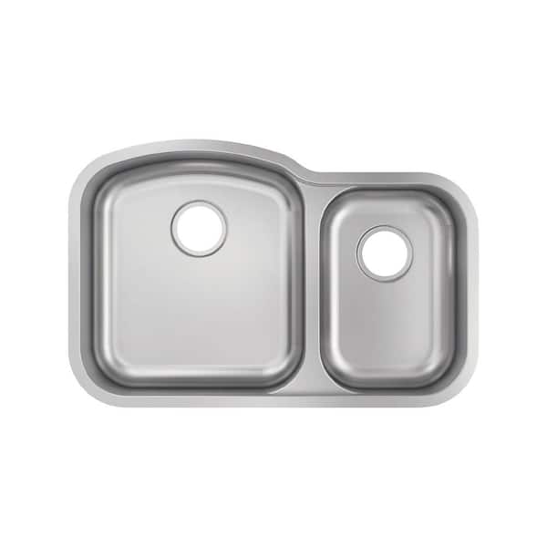 32 in. Undermount 60/40 Double Bowl 20 Gauge Stainless Steel Kitchen Sink
