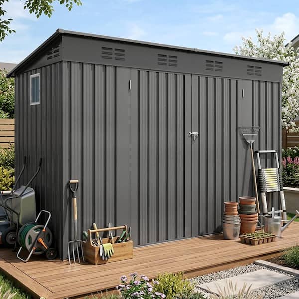 ToolCat 4 ft. W x 9 ft. D Metal Shed with Sloping Roof and 6 Vents