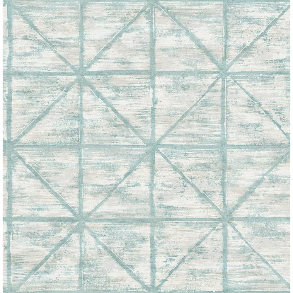 Seabrook Designs Ness Distressed Geo Metallic Pearl and Sky Blue Paper ...