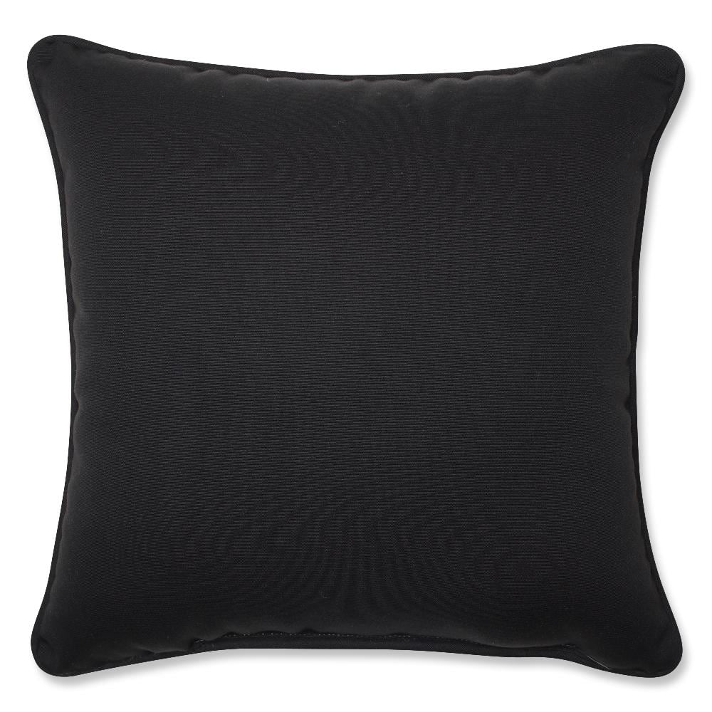 Black and White Embroidered Square Outdoor Pillow