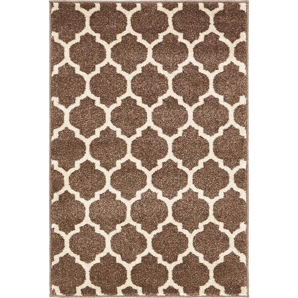 Unique Loom Trellis Philadelphia Medium Brown/Beige 2 ft. 6 in. x 3 ft. Area Rug