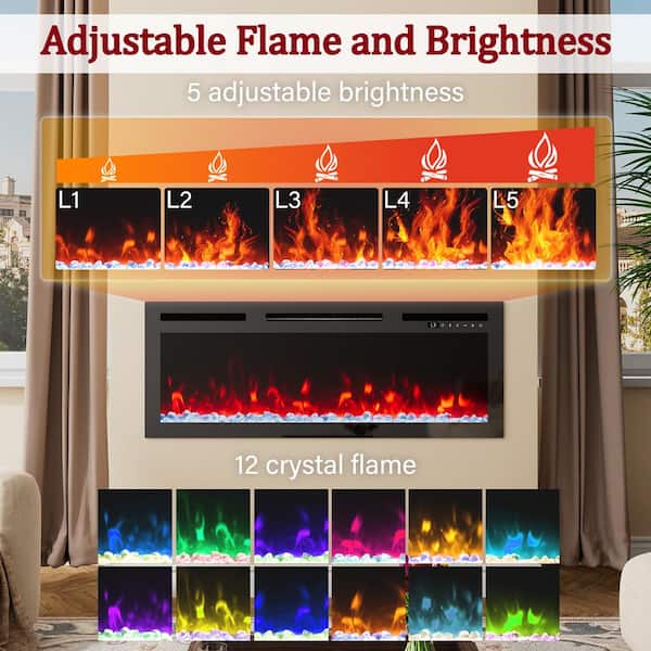 Boyel Living 36 in. Direct Vent Electric Fireplace Insert