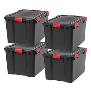 47 qt. Heavy Duty Plastic Storage Box in Black 500215 - The Home Depot