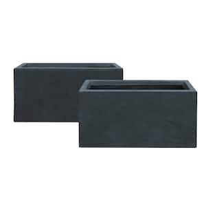 31.4 in. & 23.6 in. L Rectangular Charcoal Lightweight Long Low Planters w/Drainage Hole (Set of 2), Outdoor/Indoor