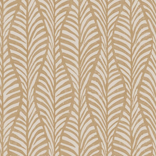 Tempaper Block Print Leaves Sand Removable Peel and Stick Wallpaper Sample