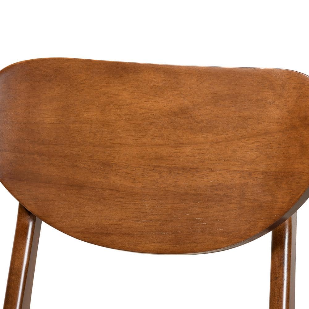 Katya Walnut Brown Wood & Gray Fabric High-Back Dining Chair Set
