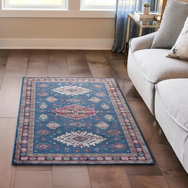 Billie Navy/Red 3 ft. x 5 ft. Woven Medallion Polyester Accent Rug