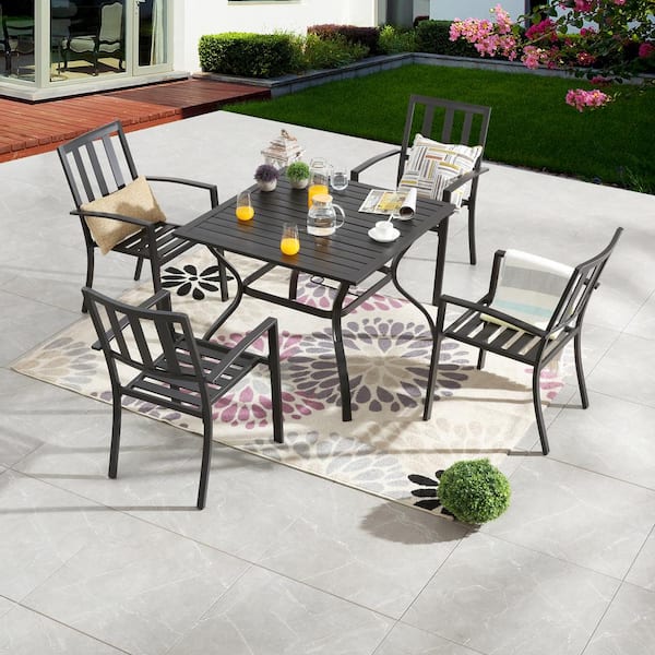 Patio Festival 5 Piece Metal Round, Small Round Patio Table With Two Chairs