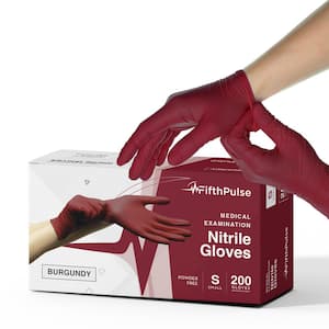 Small Nitrile Exam Latex Free and Powder Free Gloves in Burgundy - (Box of 200)