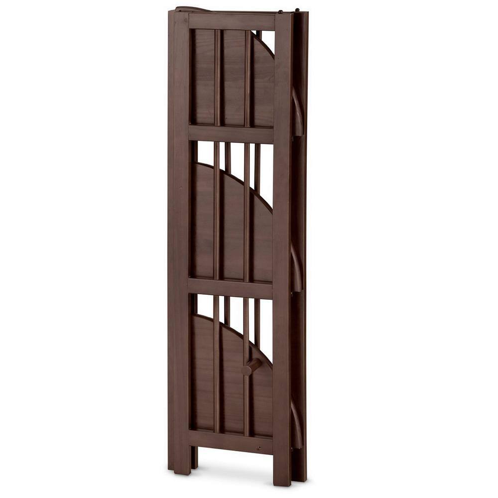 Truffle Brown Solid Wood Effortless Folding Corner Bookcase
