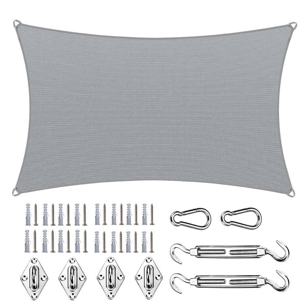 16 ft. x 18 ft. Rectangle Pro Ring Sun Shade Sail with Hardware Kit-Grey price history on PriceWatchPro