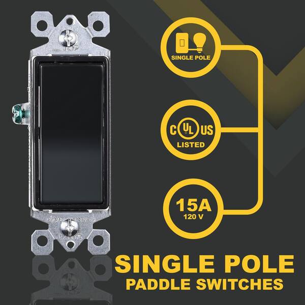 BESTTEN 10 Pack 3-Way Decorator Light Switch, 15A 120/277V, Single Pole Or Three Way, Rocker Paddle Wall Switch, On/Off Rocker Interrupter, UL Listed, White In | Whizz Light Switches - Foto 5