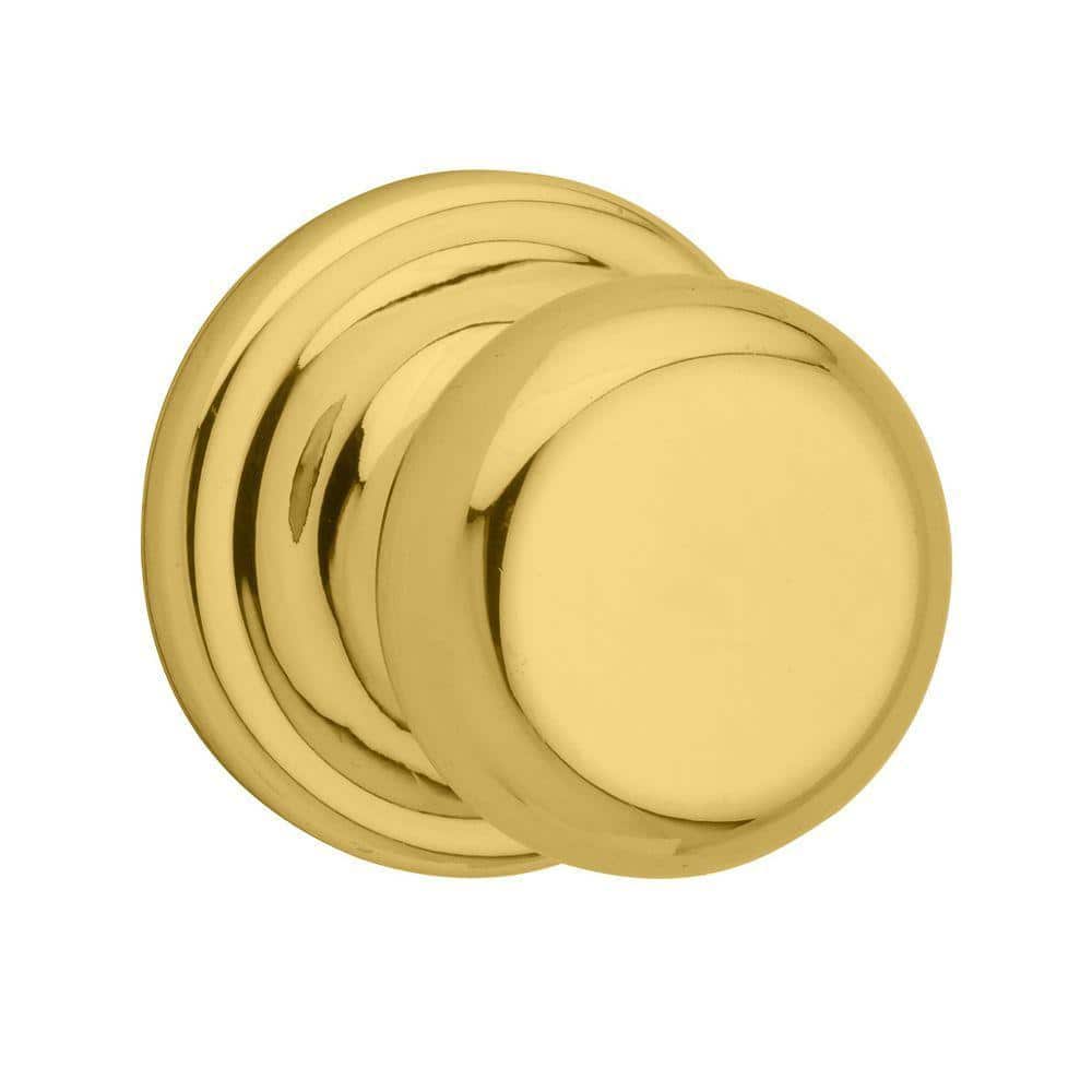 Kwikset Juno Polished Brass Passage Hall/Closet Door Knob with Microban  Antimicrobial Technology 720J CP The Home Depot