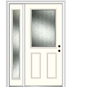 48 in. x 80 in. Left-Hand/Inswing Rain Glass Alabaster Fiberglass Prehung Front Door on 6-9/16 in. Frame