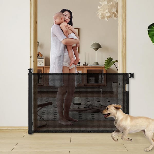 Retractable Pet and Baby Gate, 33 in. Tall Mesh Baby Gate, Extends up to 76 in. Wide