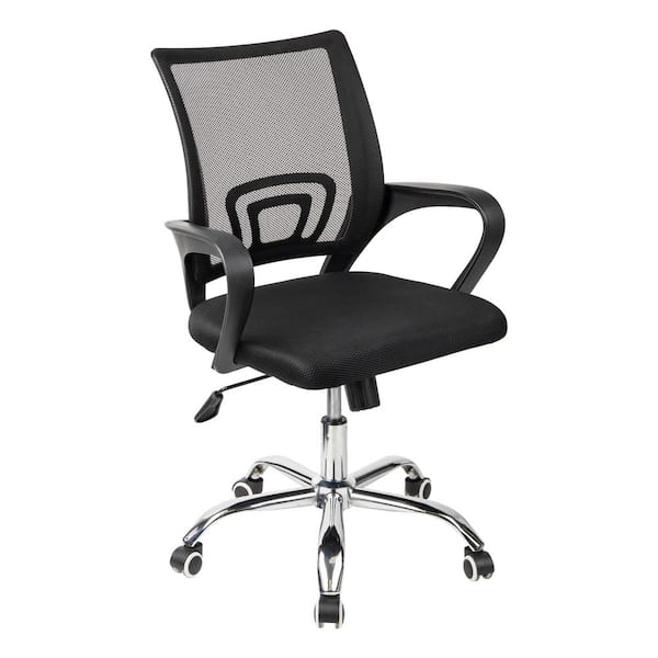 Mind Reader Mesh Ergonomic Height Adjustable Swivel Office Chair with Wheels 22.5 in. D x 22.5 in.W x 33-37 in.H, Black
