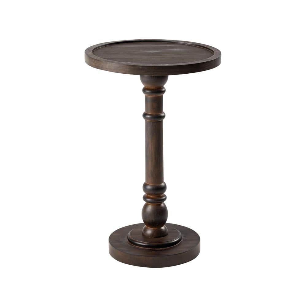 Espresso Round Wood Pedestal Tray Top End Table