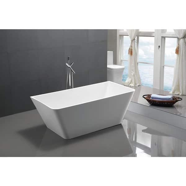 Unbranded - Zenith Series 5.58 ft. Freestanding Acrylic Flatbottom Non-Whirlpool Bathtub in White