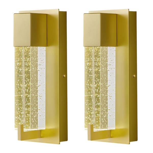 Home Lighting 4.72 in. 1-Light Gold 2-Pack Crystal Wall Sconces, Elegant Lighting for Living Room, Bedroom