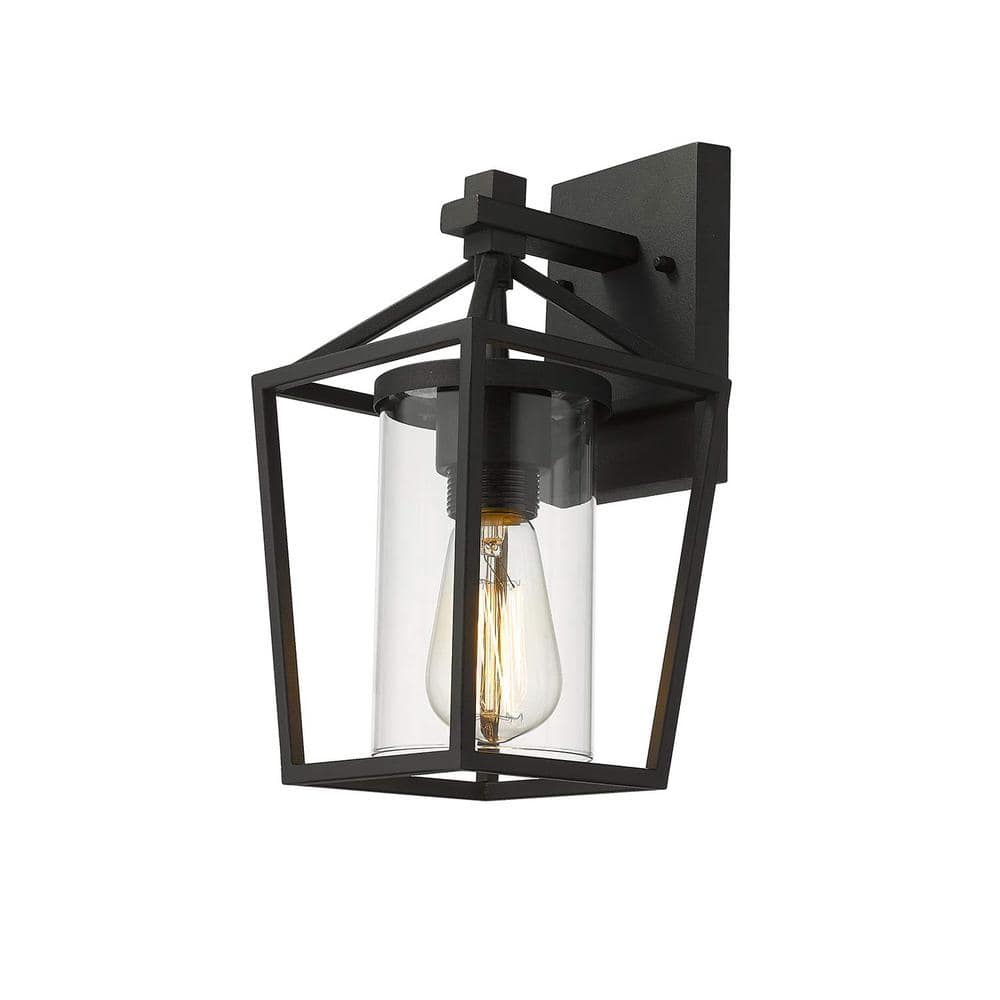 IP23 Modern Industrial Outdoor Lantern Wall Sconce with Clear Glass Design Waterproof Indoor Porch Light Fixture,1 Pack