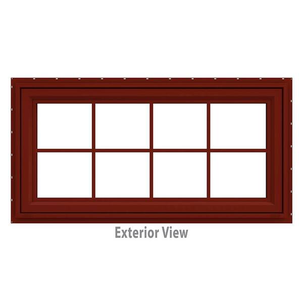 JELD-WEN 47.5 in. x 23.5 in. V-4500 Series Red Painted Vinyl Awning Window with Colonial Grids/Grilles