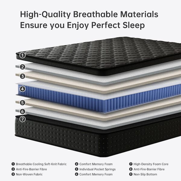 King Medium Plush Hybrid 12 in. Bed-in-a-Box Mattress