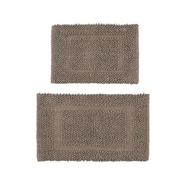 Jean Pierre NEW YORK Sophie Border Brown Cappuccino 20 in. x 32 in. Cotton Plush 2- Piece Bath Mat Set