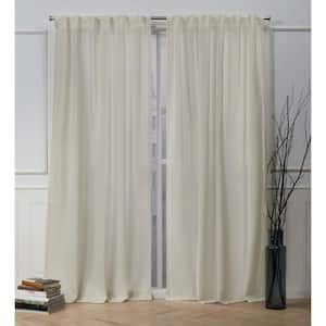 Faux Linen Slub Linen Solid Light Filtering Hidden Tab Top Indoor Curtain Panel, 54 in. W x 84 in. L (Set of 2)