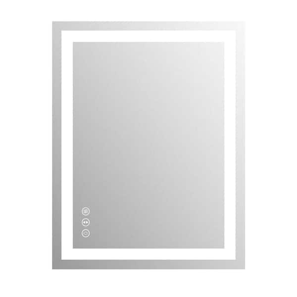 36 in. W x 28 in. H Rectangular Tempered Glass Frameless Anti-Fog Dimmable Wall Mounted Bathroom Vanity Mirror