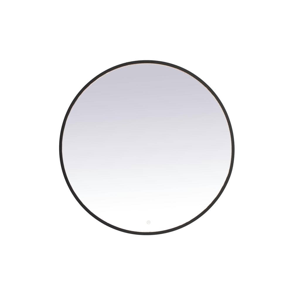 Timeless Home 39 in. W x 39 in. H Aluminum Black LED Mirror