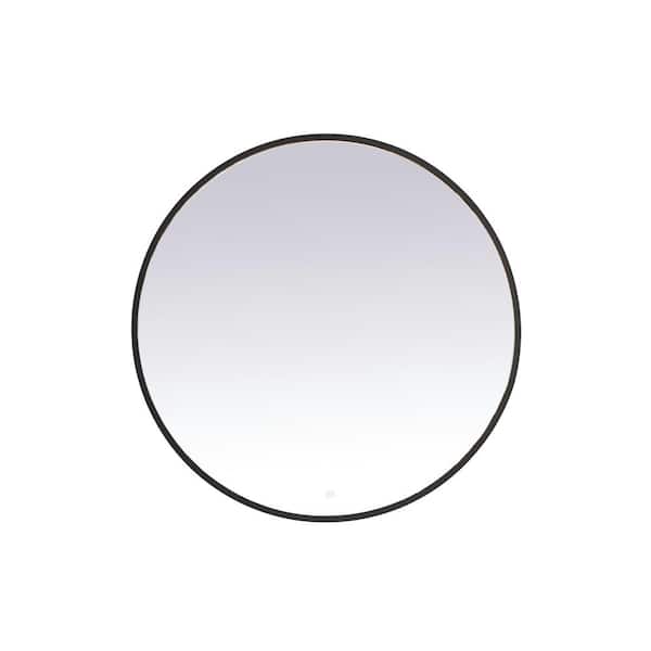 Unbranded Timeless Home 39 in. W x 39 in. H Aluminum Black LED Mirror