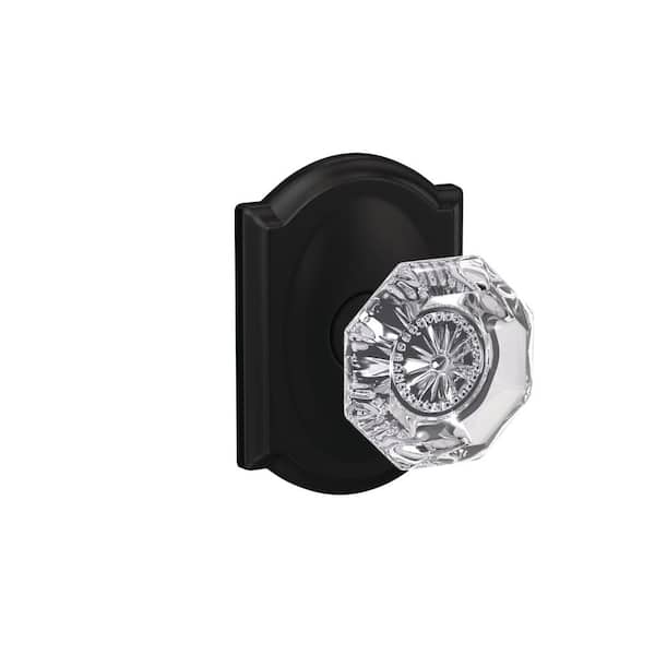 Custom Alexandria Matte Black Collins Trim Combined Interior Glass Door Knob