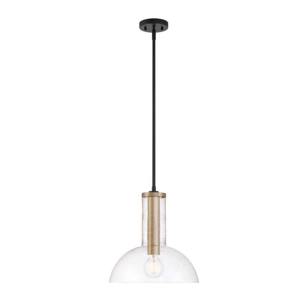 Nova 14-inch Matte Black and Brushed Gold Modern Pendant Light