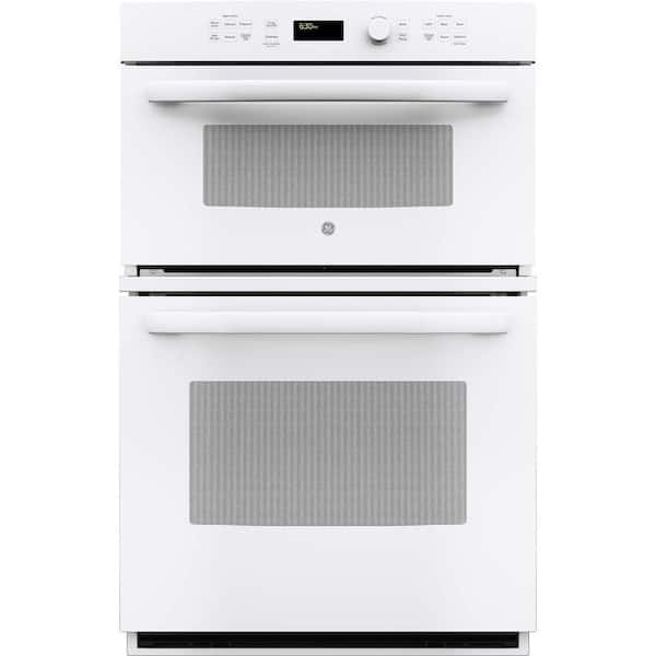 GE 27 in. Double Electric Wall Oven with Built-In Microwave in White