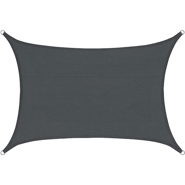 Yangming 12 ft. x 16 ft. Black Rectangular Heavy Weight Sun Shade Sails Canopy UV Block for Patio Garden Outdoor Activities