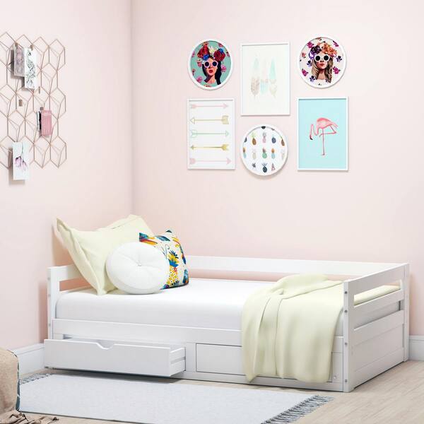 Alaterre Furniture Jasper White Twin To King Extending Day Bed With Storage Drawers Ajjp10wh Alaterre Furniture Jasper White Twin To, Twin To King Convertible Bed Ikea