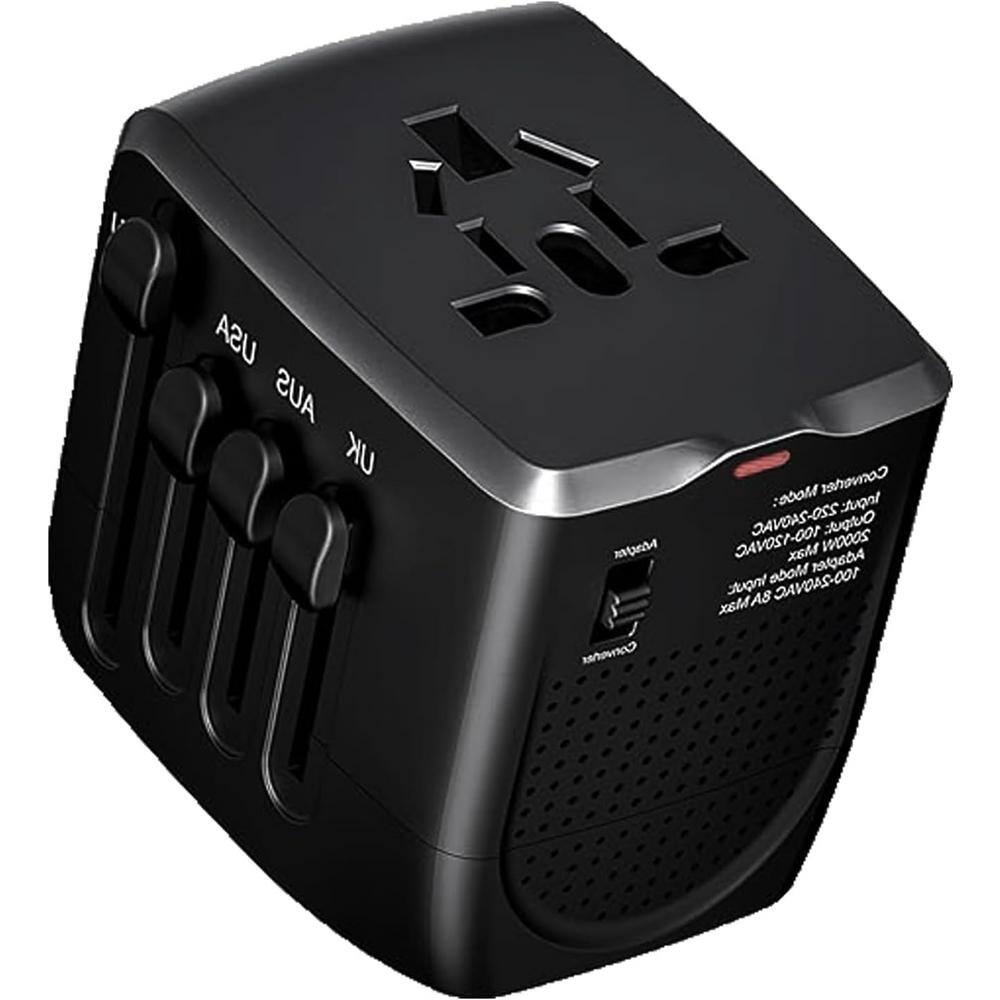 Travel Adapter Voltage Converter 230-Volt to 110-Volt for Hair Dryer, Hair Straighteners for Over 200 Countries in Black price history on PriceWatchPro
