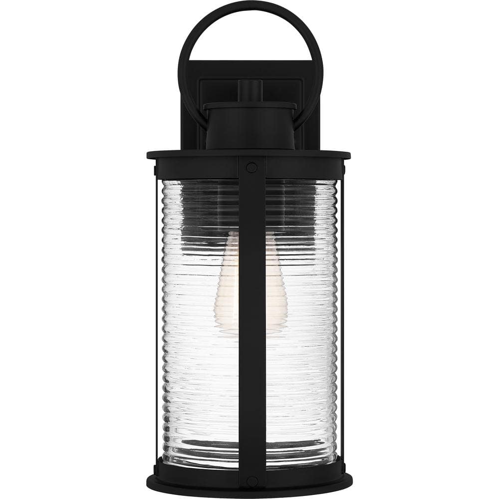 Tilmore Matte Black Ribbed Glass Outdoor Wall Lantern