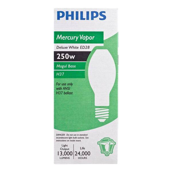 Philips 140806 High Intensity Discharge Mercury Vapor 250-watt Ed28 Light Bulb for sale online 