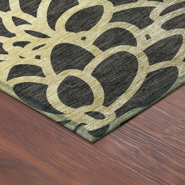 Chantille Machine Washable Indoor/Outdoor Abstract ACN2412 Black 10 ft. x 14 ft. Area Rug