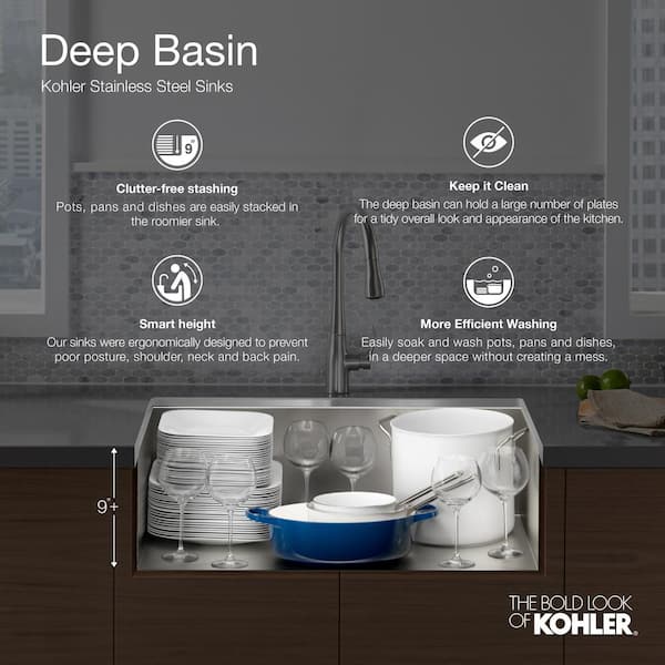 Verse Drop-In Stainless Steel 33 in. Single Bowl Kitchen Sink with Sous Kitchen Faucet